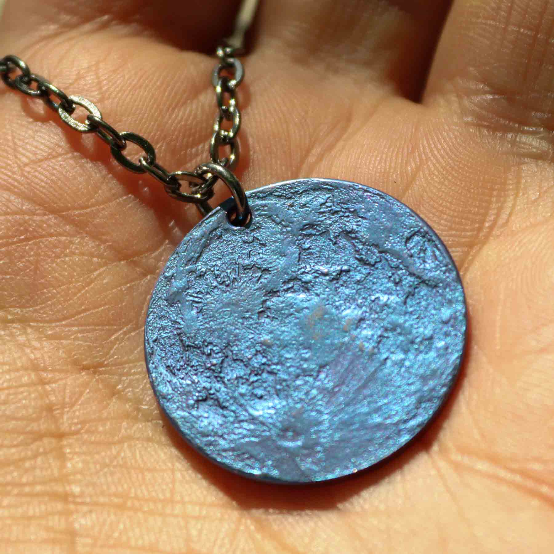 Blue Moon Necklace - 1" Anodized Niobium Charm or Pendant