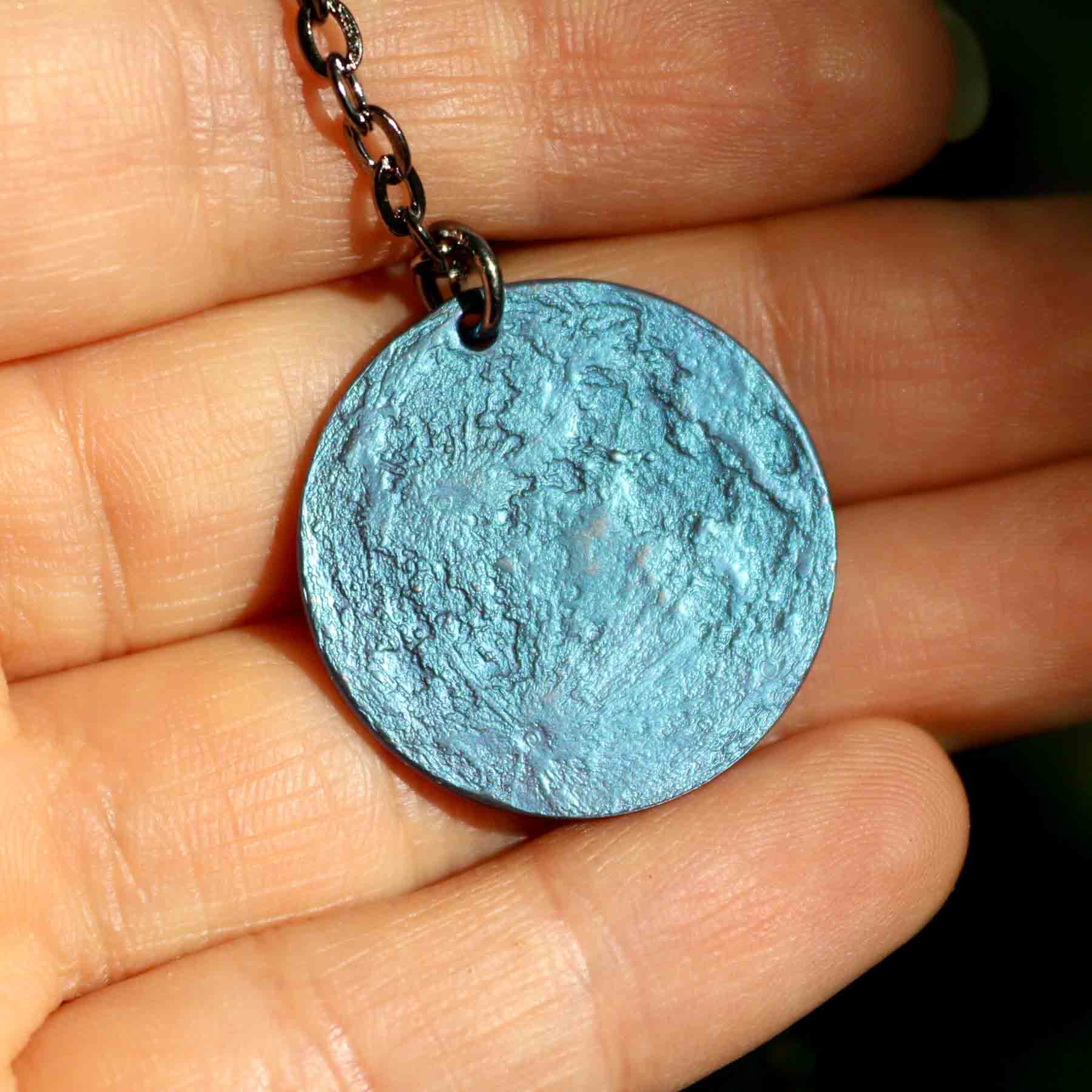 Blue Moon Necklace - 1" Anodized Niobium Charm or Pendant