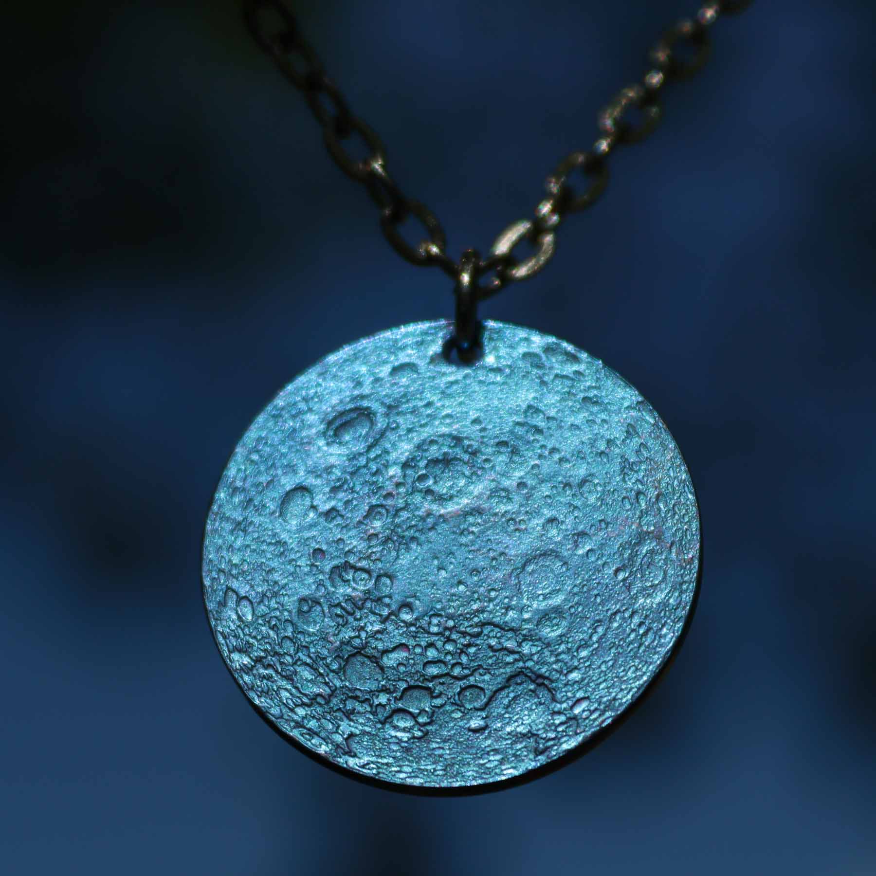 Blue Moon Necklace - 1" Anodized Niobium Charm or Pendant