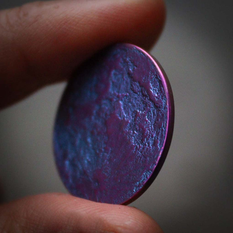 Blue and Purple Moon Coin - 1" Anodized Niobium blurple gift outrun
