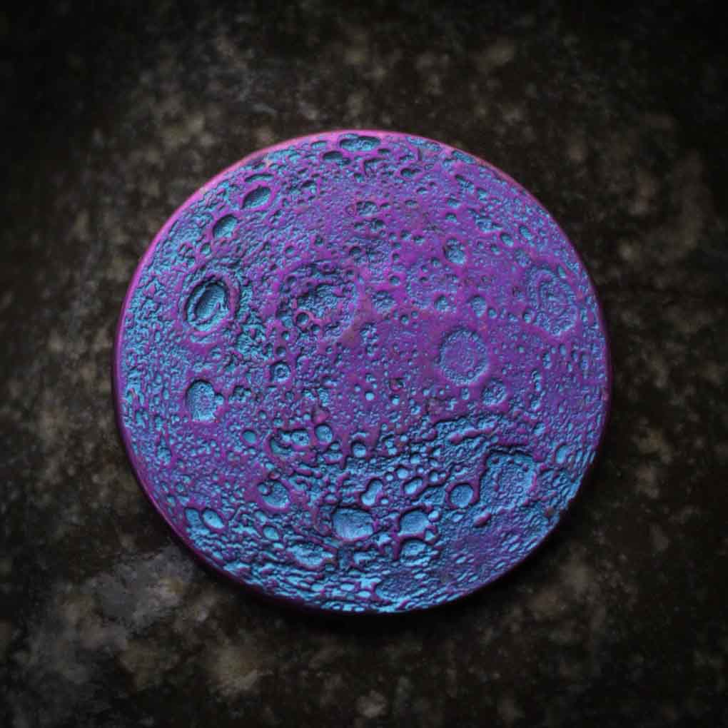 Blue and Purple Moon Coin - 1" Anodized Niobium blurple gift outrun