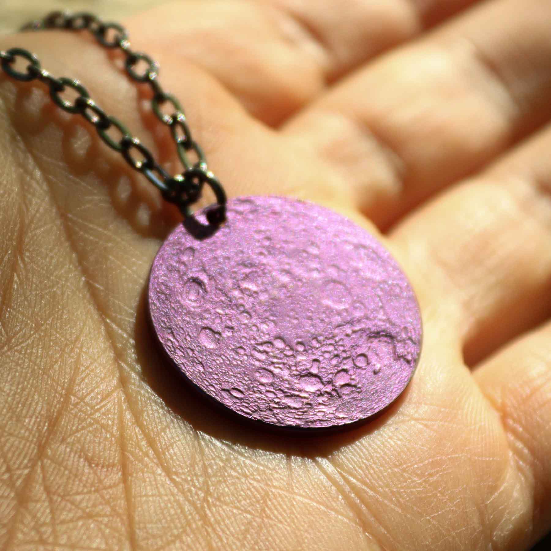 Purple Moon Necklace - 1 in / 26 mm Anodized Niobium Charm or Necklace