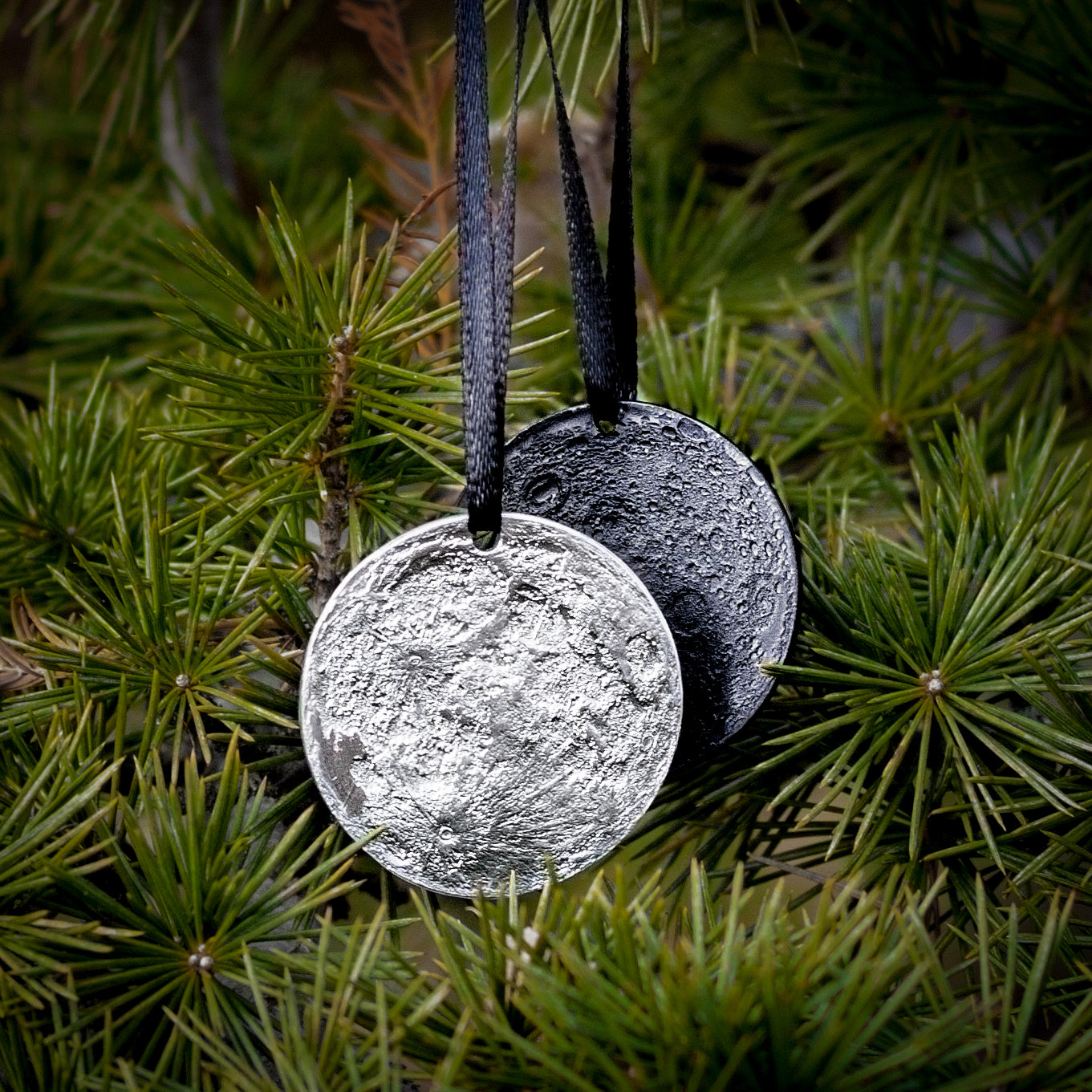 Set of 2 Moon Ornaments - New Moon Bundle