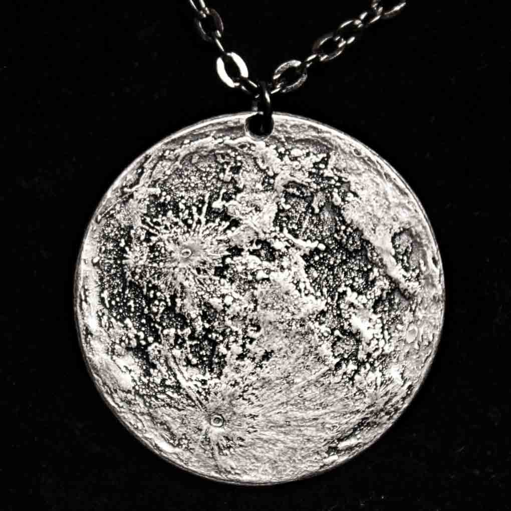 Silver Supermoon Necklace or Charm - Large 1.5 in / 38 mm