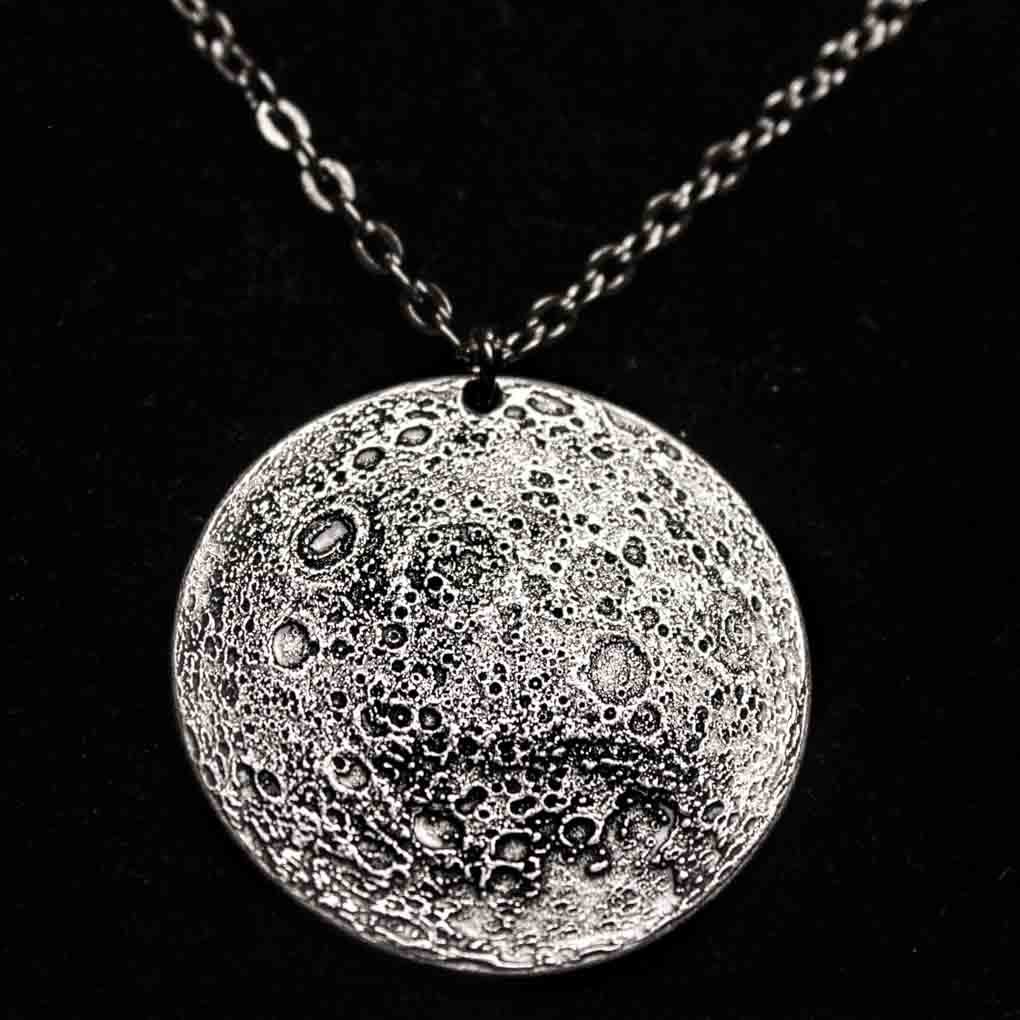 Silver Supermoon Necklace or Charm - Large 1.5 in / 38 mm