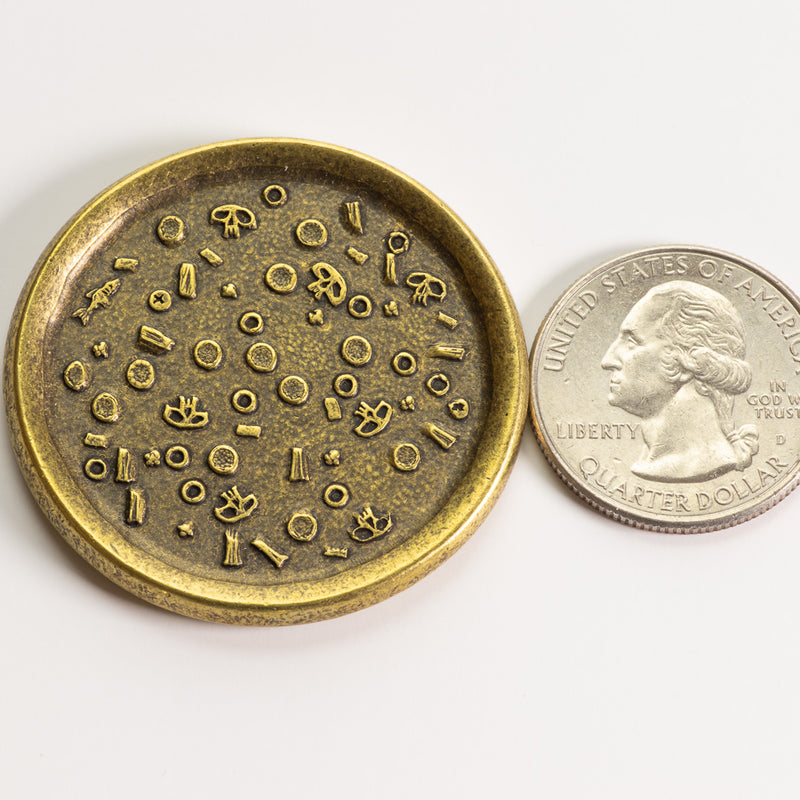 Supreme Pizza Coin in Brass with Tiny Pizza Box