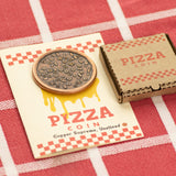Copper Supreme Pizza Coin with Tiny Pizza Box for Pizza Coins -Mini Laser Cut Collectible Cardboard Box - Skull Mushrooms Pineapple Olives Pepperoni Toppings - Shire Post Mint