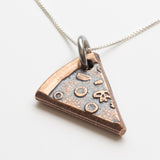 Single Copper Slice of Supreme Pizza Necklace or Keychain