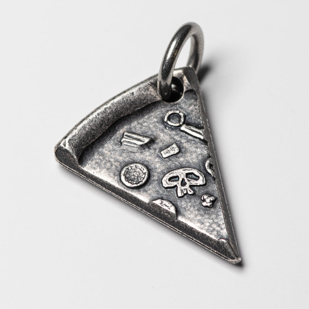Single Silver Slice Supreme Pizza Necklace or Keychain