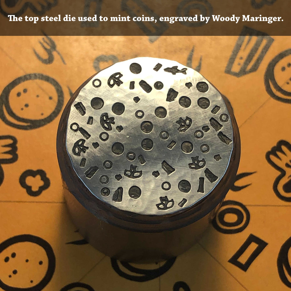 Engraving Artwork for Single Copper Slice of Supreme Pizza Coin | Shire Post Mint