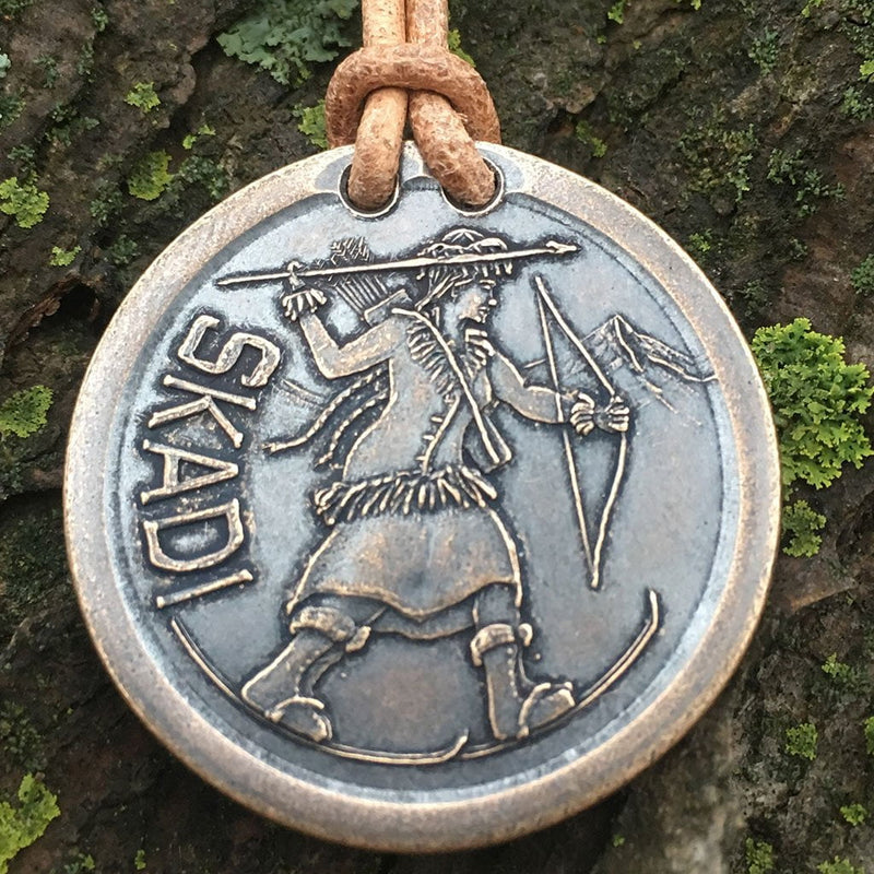 Skadi / Vegvisir Bronze and Leather Necklace