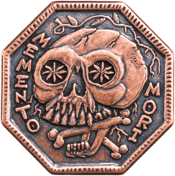Memento Mori / Memento Vivere Reminder Coin in solid copper by Shire Post Mint