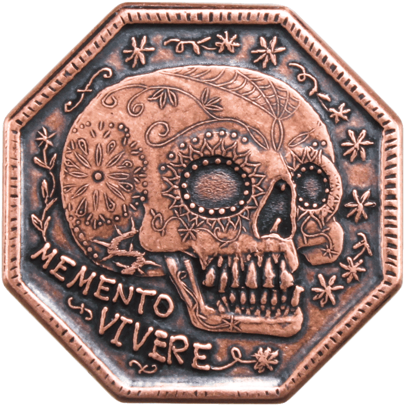 Memento Mori / Memento Vivere Reminder Coin in solid copper