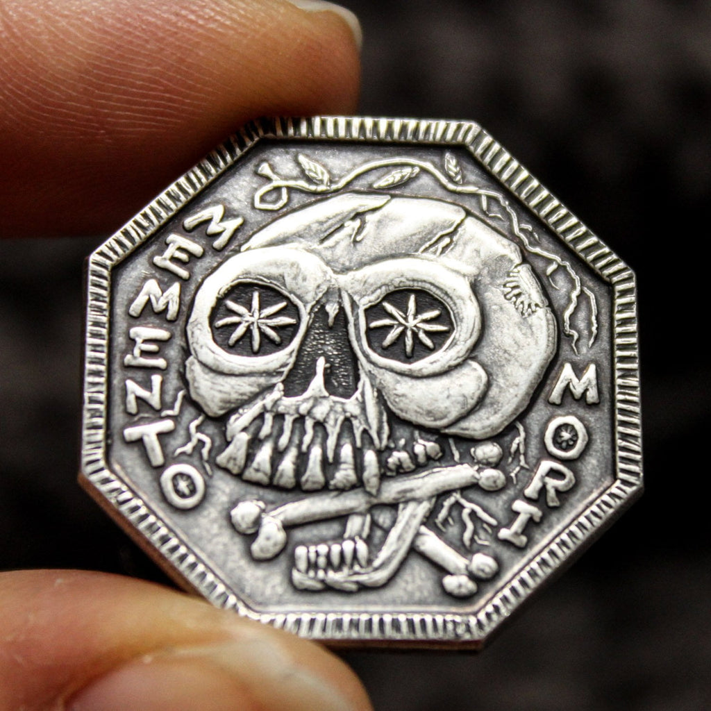Memento Mori Silver Coin Memento Vivere Reminder Token