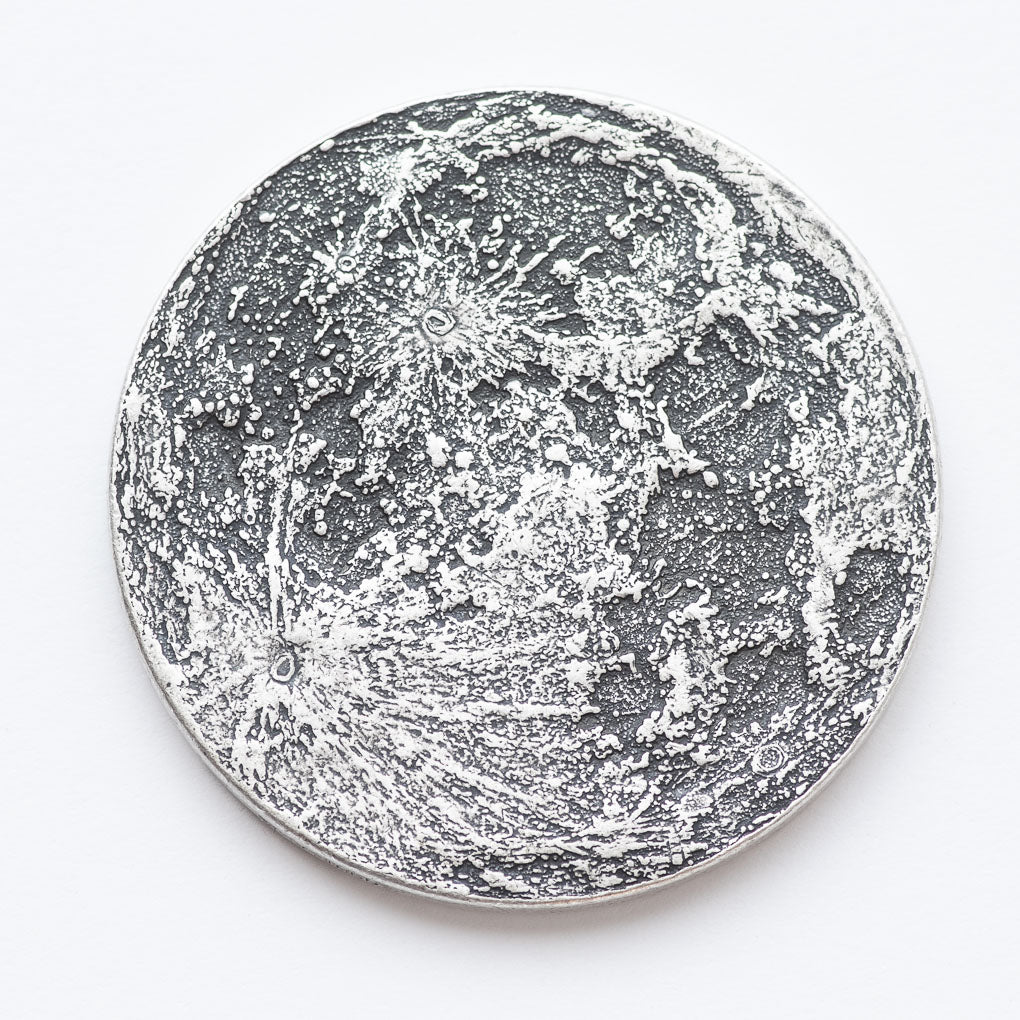 The Sun and Moon Worry Coin - Aztec Sun Stone Calendar and Moon in Fine Silver | Shire Post Mint Gifts