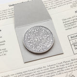 The Sun and Moon Worry Coin - Aztec Sun Stone Calendar and Moon in Fine Silver | Shire Post Mint Gifts