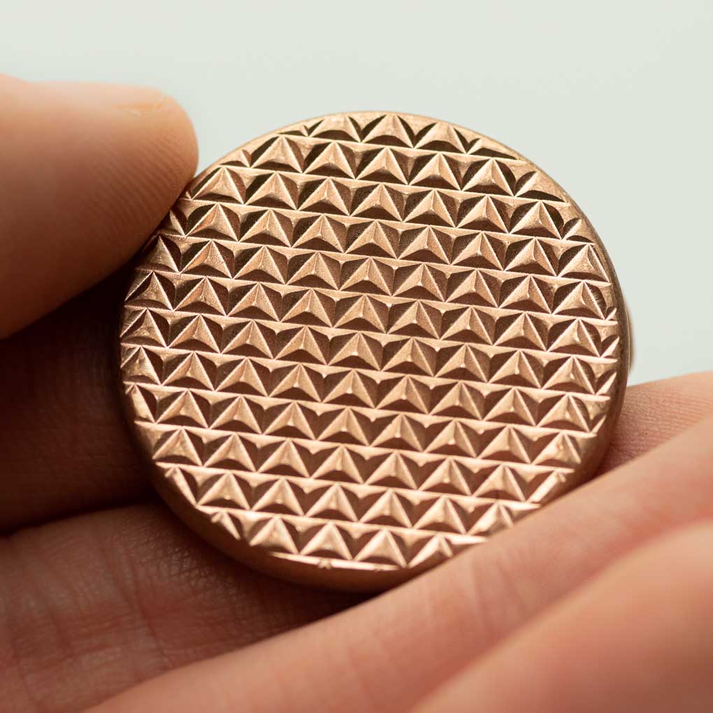 The grippy textured side of our Duplex Worry StoneDuplex Worry Stone - Raw Copper - Hammered and Textured Combo Coin | Shire Post Mint Gifts