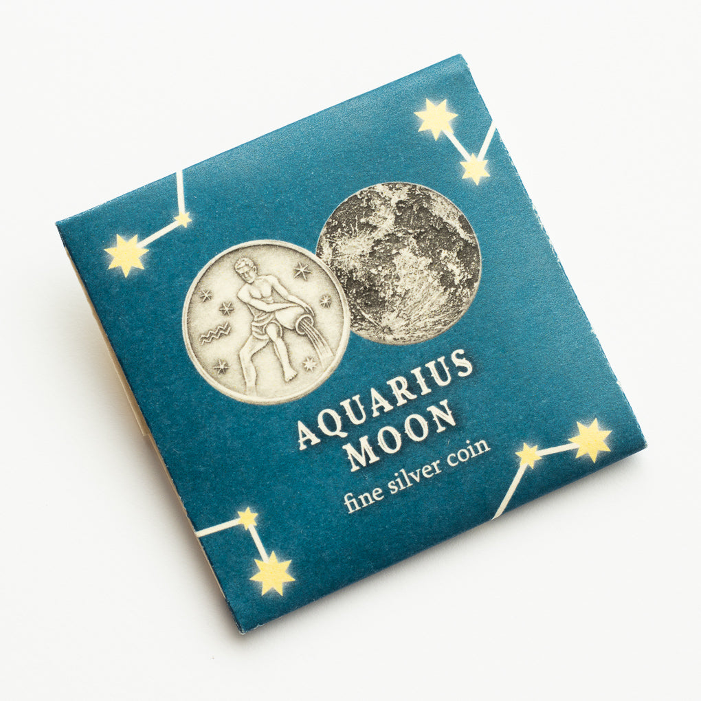 Zodiac Aquarius Moon Silver Coin