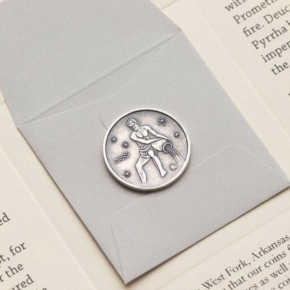 Zodiac Aquarius Moon Silver Coin