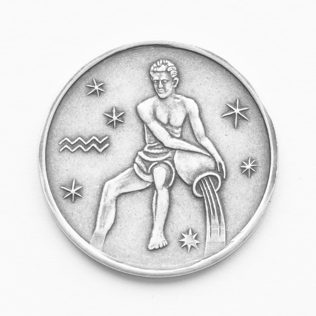 Zodiac Aquarius Moon Silver Coin