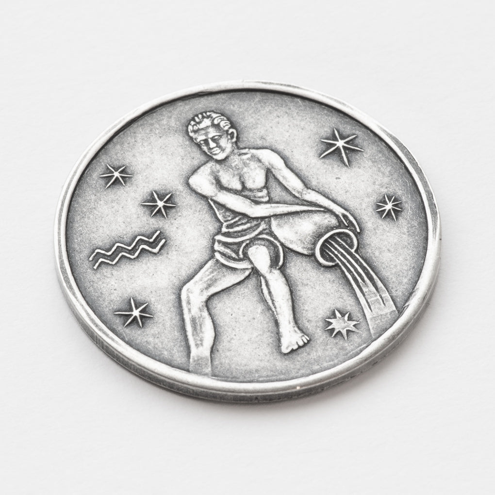 Zodiac Aquarius Moon Silver Coin