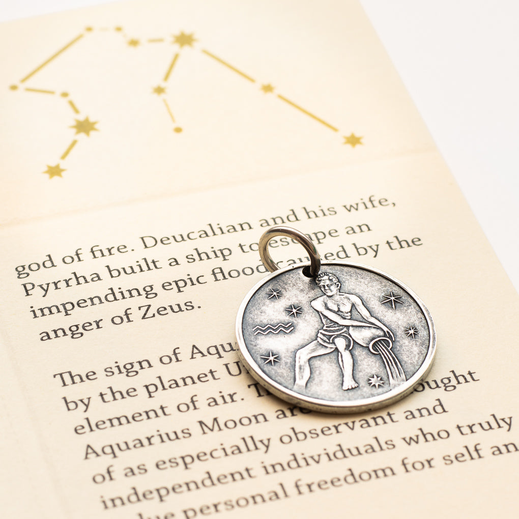 Aquarius Moon Zodiac Astrology Charm Necklace | Shire Post Mint