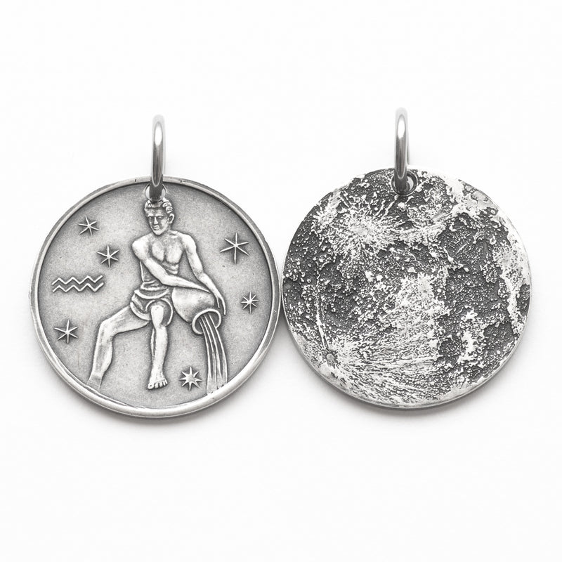 Aquarius Moon Zodiac Astrology Charm Necklace | Shire Post Mint