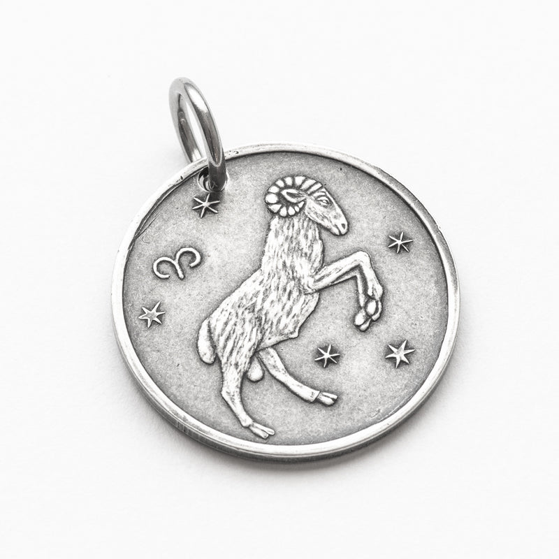 Zodiac Aries Moon Silver Necklace