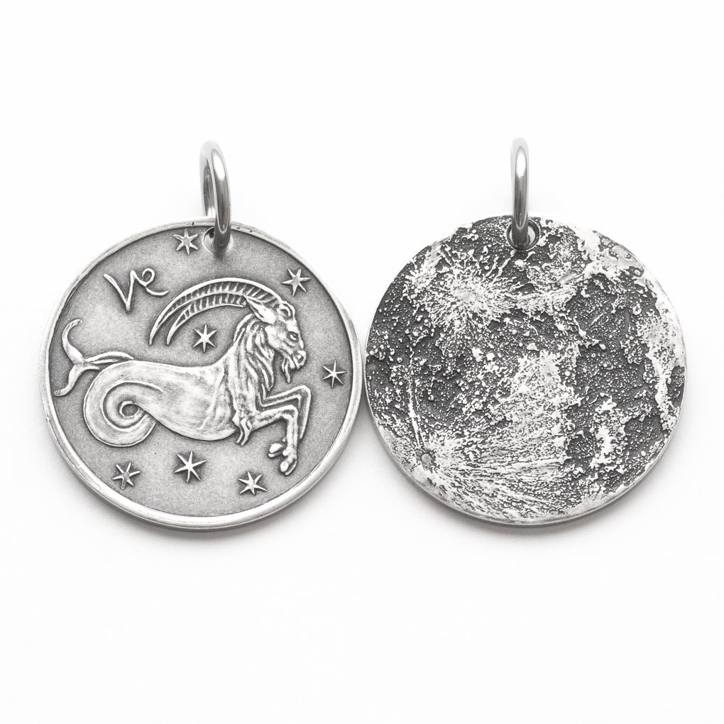 Zodiac Capricorn Moon Silver Necklace