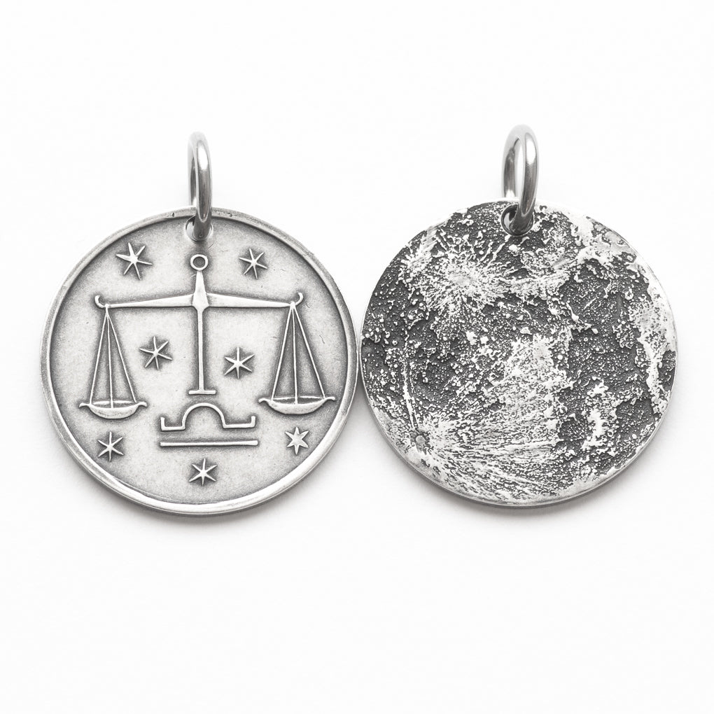 Zodiac Libra Moon Silver Necklace