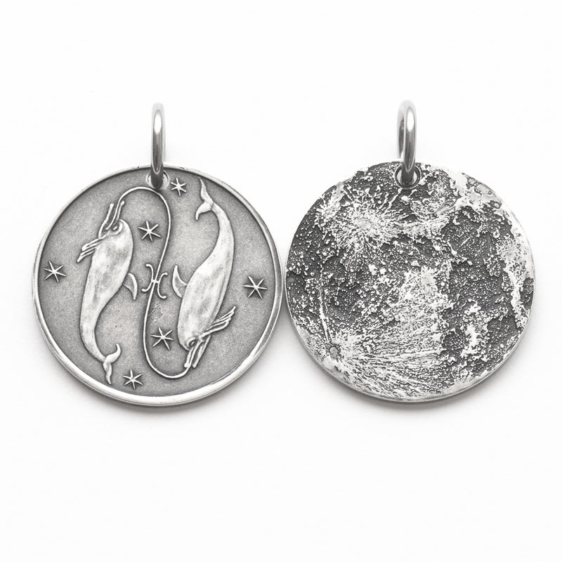 Zodiac Pisces Moon Silver Necklace
