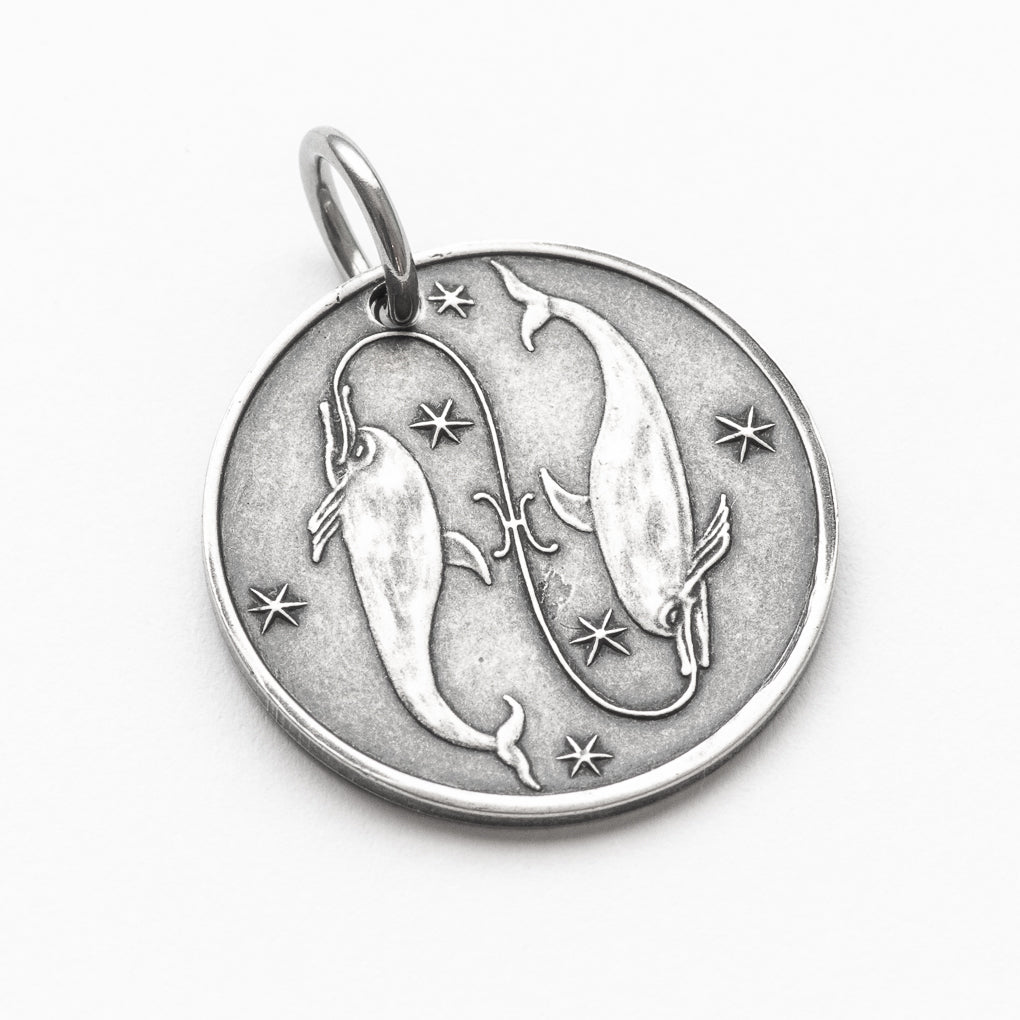 Zodiac Pisces Moon Silver Necklace