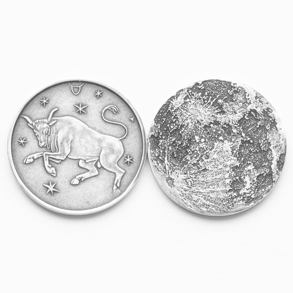 Zodiac Taurus Moon Silver Coin