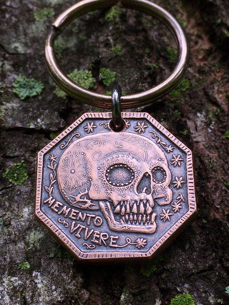 Memento Mori / Memento Vivere Copper Keychain